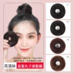 直髮丸子頭髮圈